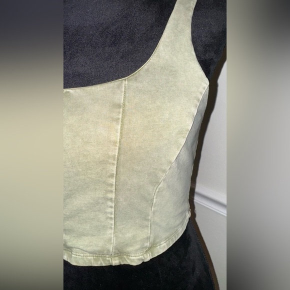Mustard Seed Sage Green Ribbed Crop Tank – Size Small - Picture 2 of 5